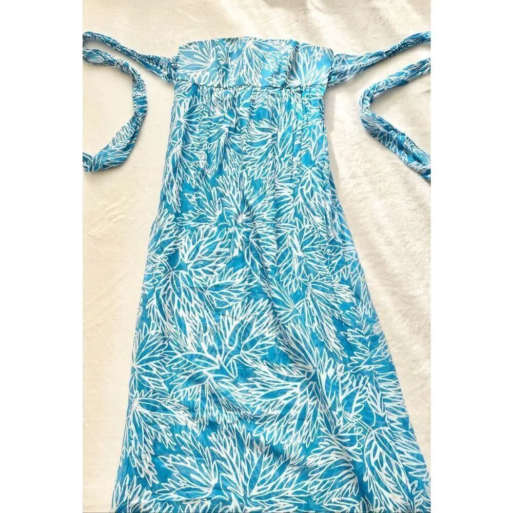 Milly Cabana Strapless Tie Dye Cover-Up Dress blue and white
